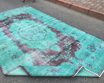 distressed wool dining room Rug, 6' X 10' Living Room Oriental carpet R7312F42