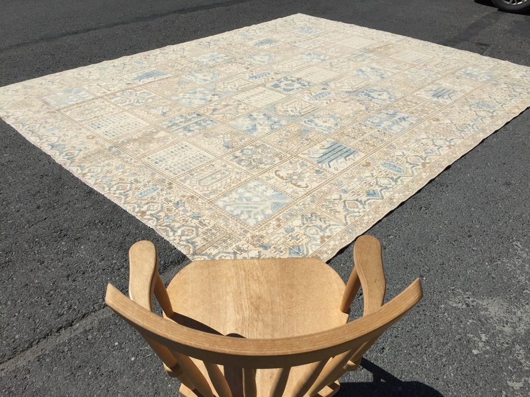 10x12 Handmade Living Room Rug, Vintage Area Rug, 9'10 X 12'2 Beige