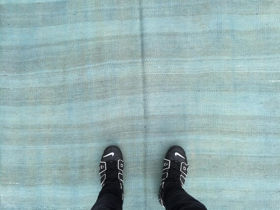 Woven Blue Grayish Living Room Kilim, 4'8