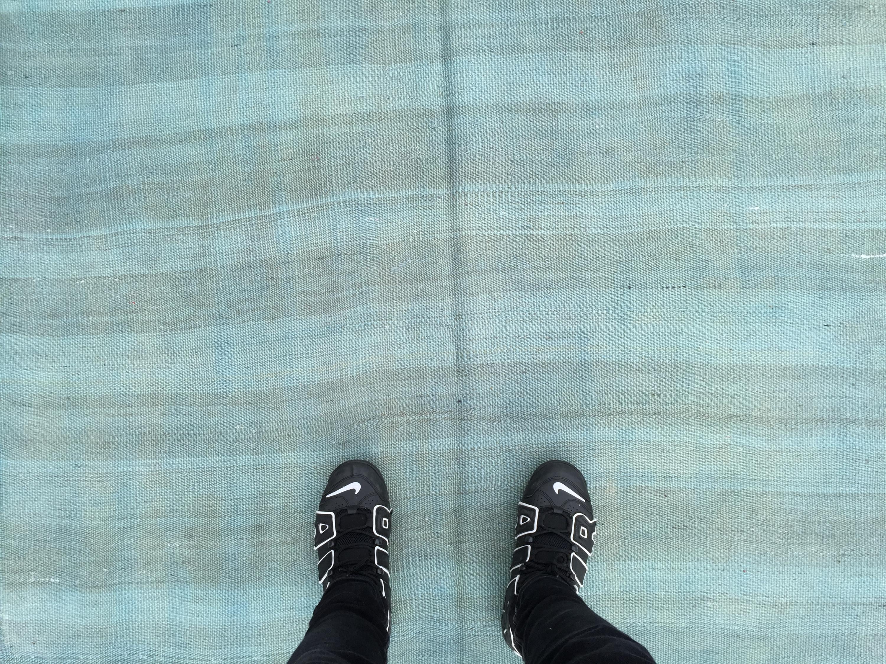 Woven Blue Grayish Living Room Kilim, 4'8
