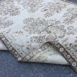 6x9 Turkish dining room rug  , beige brown area rug, 6&#39; X 8&#39;11&quot; Handmade Rug R995F116