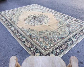 oriental Oushak  living room  rug , 7'1" X 10'2" vintage dining room carpet , R99867F152