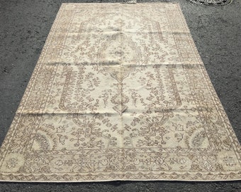 vintage Turkish living room carpet , 5'9" X 9' hand woven area rug,R654F25