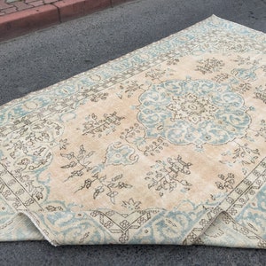 6x10 Handmade Vintage Rug , Turkish orange beige rug, 5&#39;8&quot; X 9&#39;7&quot; retro rug, Oriental rug R7388F50