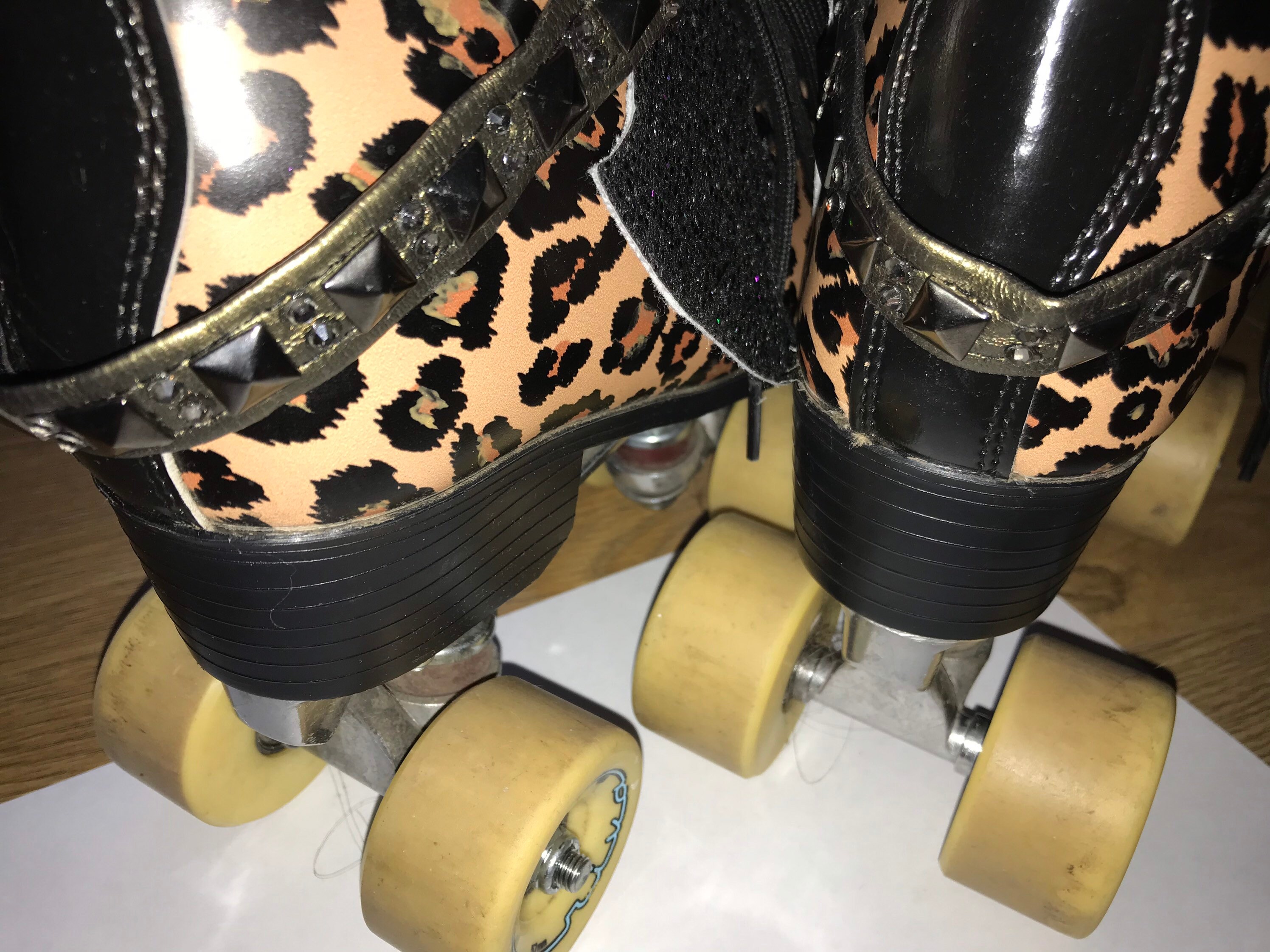 Pair of gold metallic crystal and studded roller skate boot Etsy