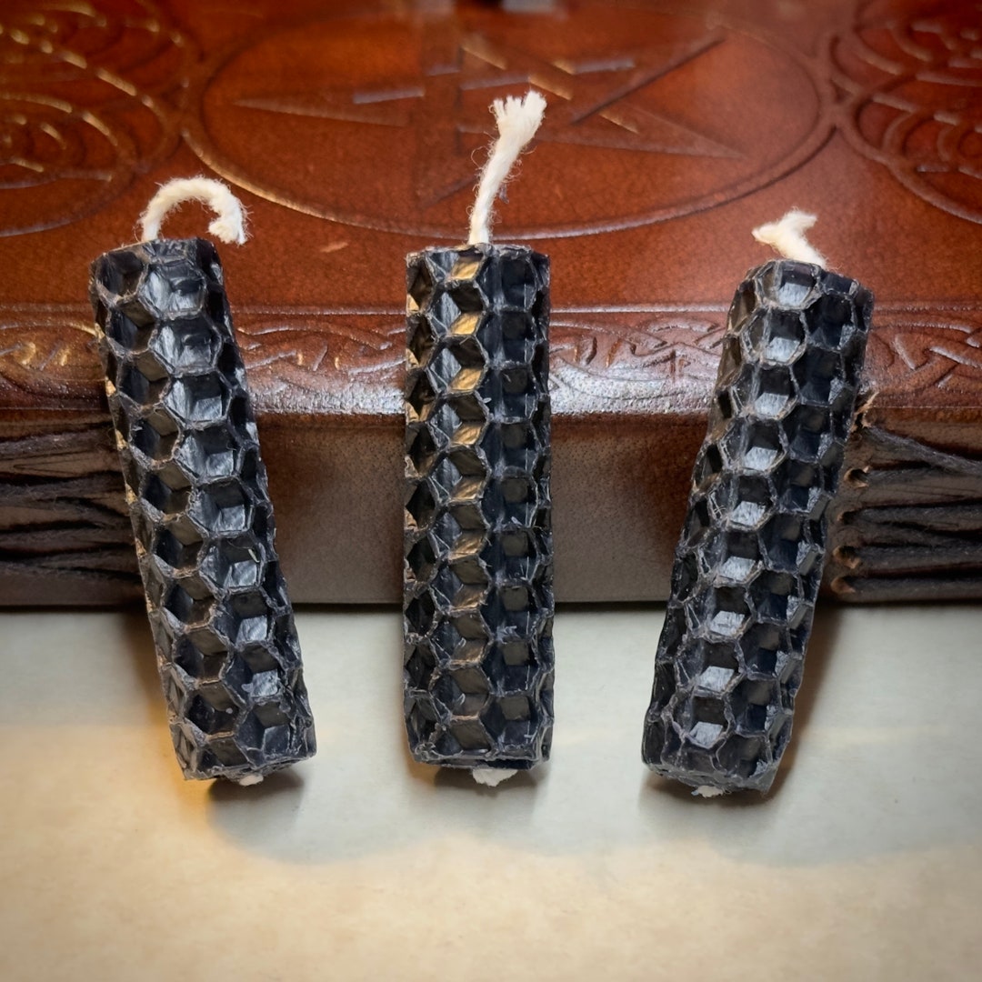 Black Spell Candle, Beeswax Chime Candles, Beeswax Tapers, Black Non