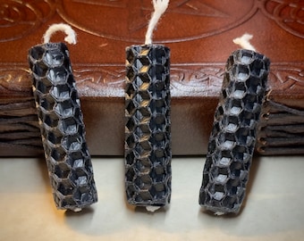 Black Hand-Rolled Beeswax Spell Candles | Half-Size Chime Candles | 45-Minute Burn | Ritual & Witchcraft Candles