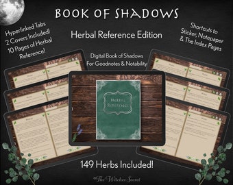 Herbal Reference Book | Digital Book of Shadows for GoodNotes | Witchcraft Herb Correspondences & BOS Pages