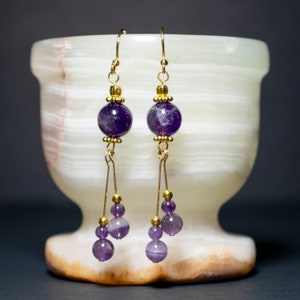 Amethyst Earrings Dangle, High end Amethyst Jewelry, Gift for her, anniversary gift, yule present, February Birthstone Jewelry