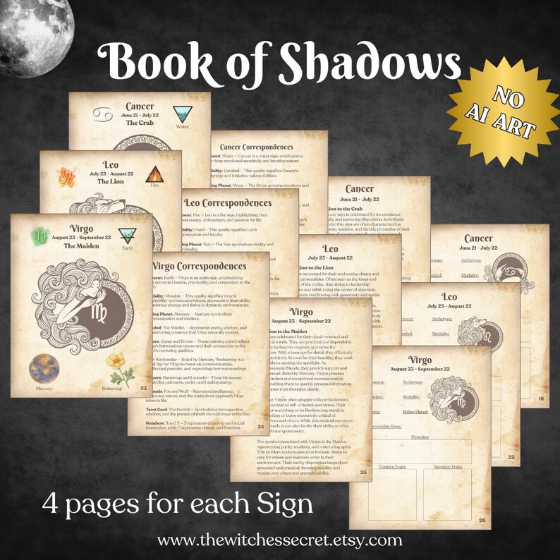 Zodiac Signs Worksheet.pdf Astrology Book of Shadows Printable Pages | 54 Page Astrology BOS Signs ...