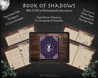 Digital Book of Shadows Journal | 12-Subject Witch Planner for GoodNotes & Notability | Customizable BOS PDF Download