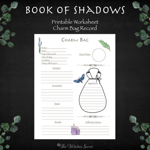 Book of Shadows Printable, Witch reference, Spell Jar Worksheet, Witch gift, Book of Shadows pages, metaphysical gift, Spell Jar Record