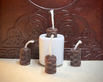 Candela magica marrone da 20 minuti, set di 4 candele a campana in cera d'api, candela conica in cera d'api, candele atossiche, candele arrotolate a mano, candela per altare della strega