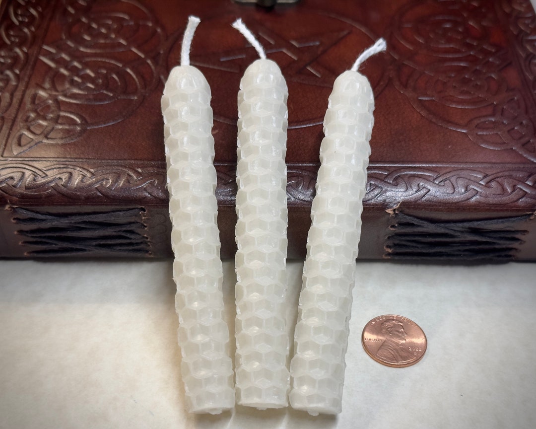 White Spell Candle, Beeswax Chime Candles, Beeswax Tapers, White Non