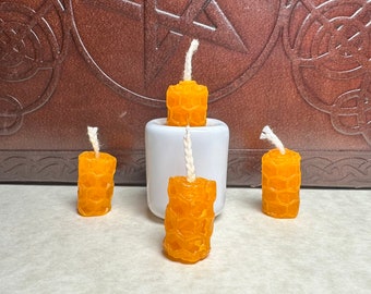 Orange Bienenwachs-Zauberkerzen | Handgerollte Glockenspiel-Kerzen | 20-Minuten Brennritual 4er Set