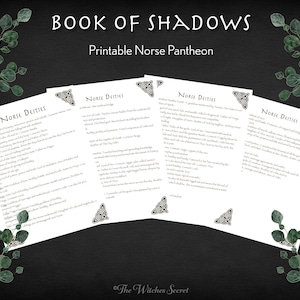 Book of Shadows Printable, Witch reference, Norse Pantheon, Witch gift, Book of Shadows pages, metaphysical gift, viking gods printable