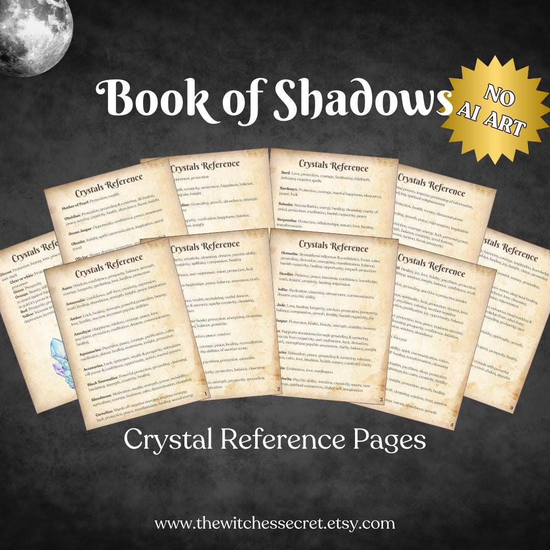 Printable Book of Shadows Pages | Crystal Magic Grimoire | Witchcraft ...