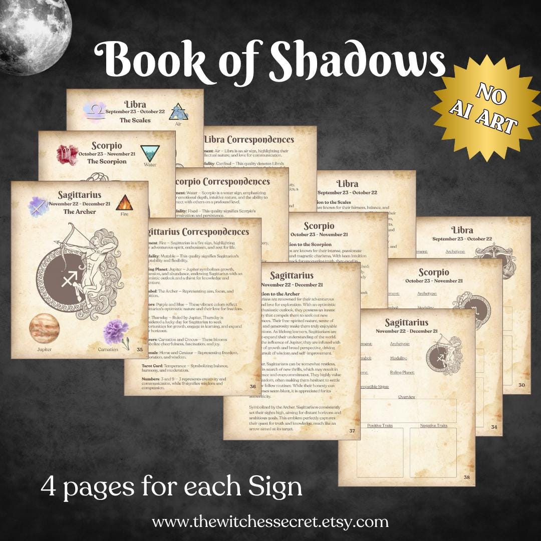 Astrology Worksheets.pdf Astrology Book of Shadows Printable Pages | 54 Page Astrology BOS Signs ...