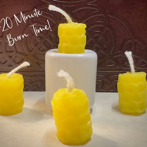 20 minute Yellow spell candle, set of 4 Beeswax chime candles, beeswax taper, non-toxic candles, hand rolled candles, witch altar candles