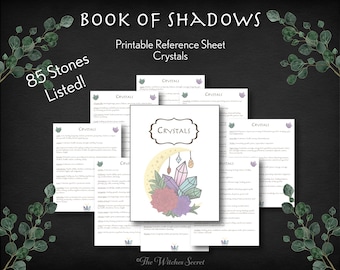 Crystal Reference Pages for Book of Shadows | Printable Witchcraft Crystal Guide | BOS Pages PDF (Digital Download)
