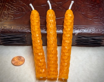 Orange Bienenwachs-Zauberkerze | Handgerollte ungiftige Glockenspiel-Kerze für Hexerei