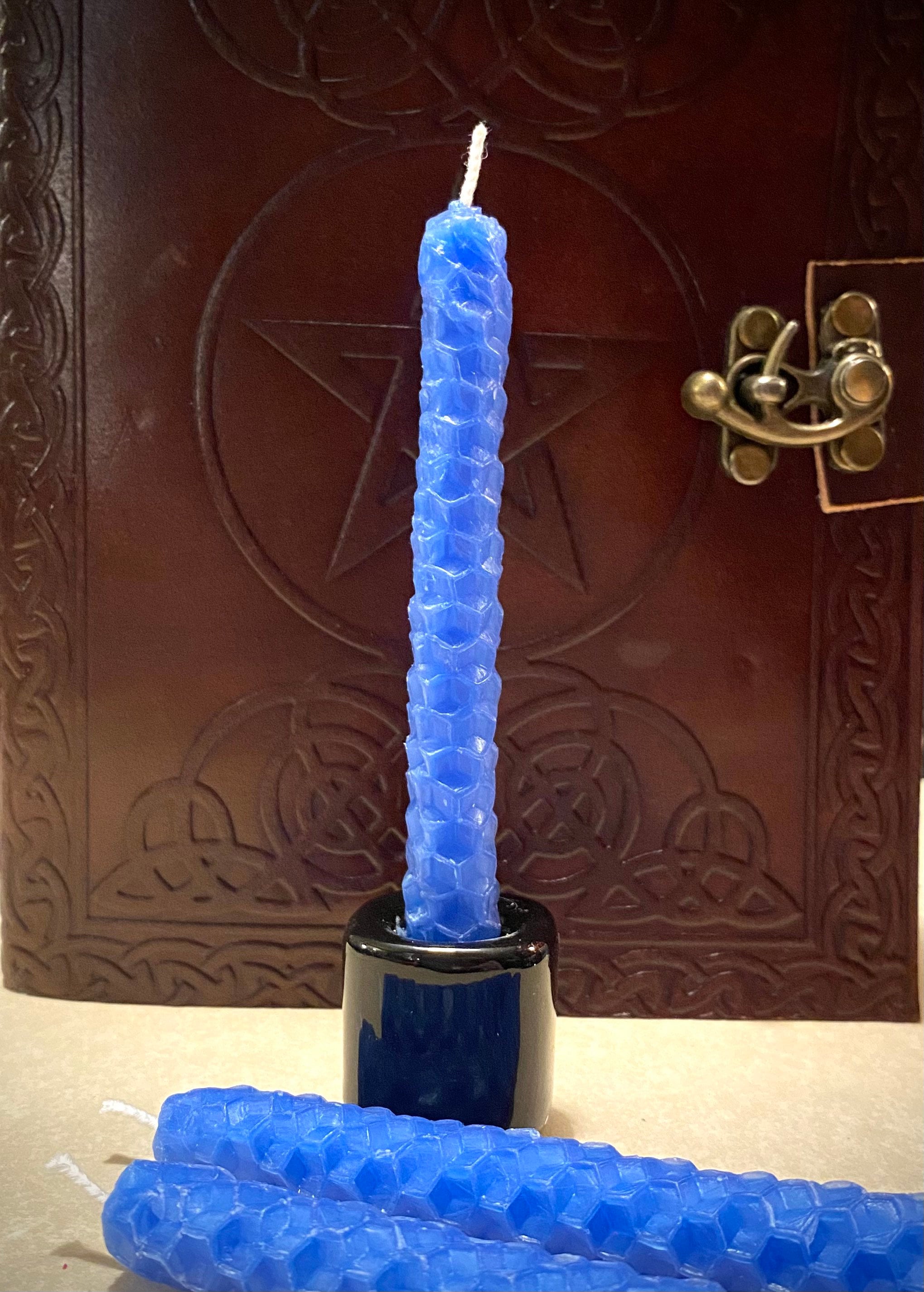 Blue spell candle Beeswax chime candles beeswax tapers blue Etsy