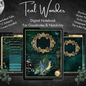 Digital Notebook Goodnotes, 12 subject Notability journal, hyperlinked digital journal, hyperlink goodnotes, iPad Notebook, Digital student