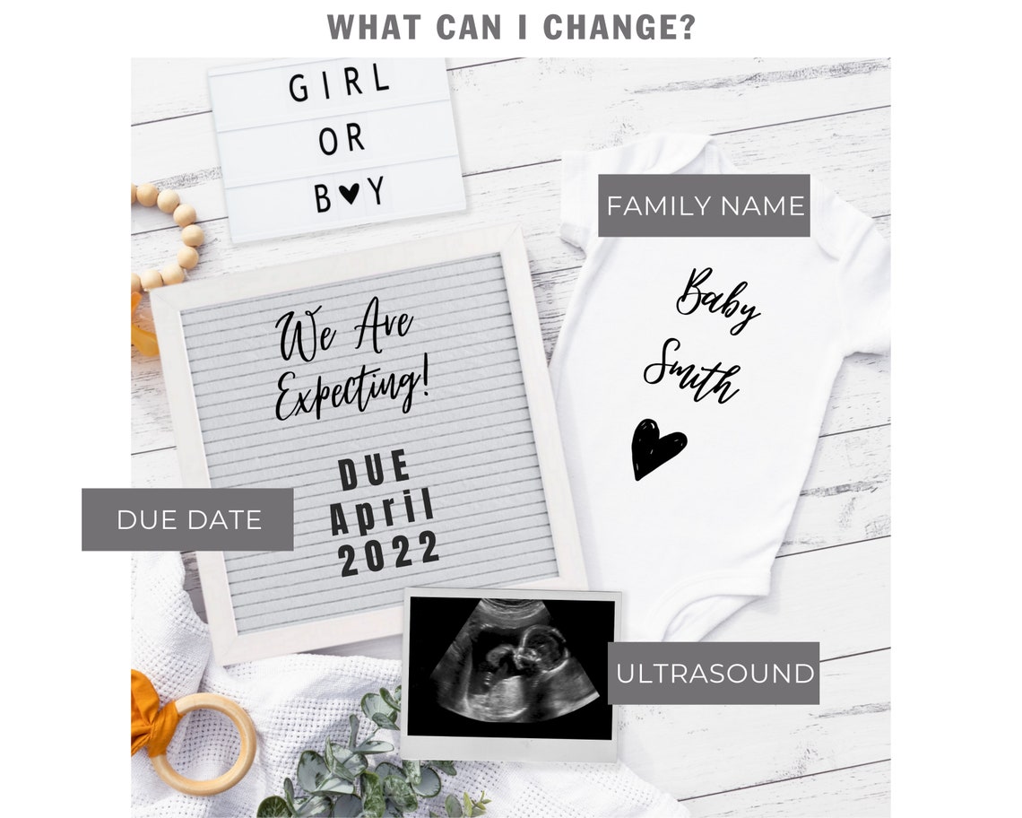 Digital Pregnancy Announcement Gender Neutral Template Etsy UK
