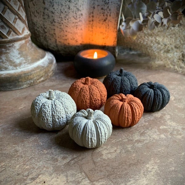 Set of Two Mini Concrete Pumpkins | Cement Pumpkins | Concrete Fall Decor | Fall Table Decor | Concrete Pumpkin Decor | Thanksgiving Decor