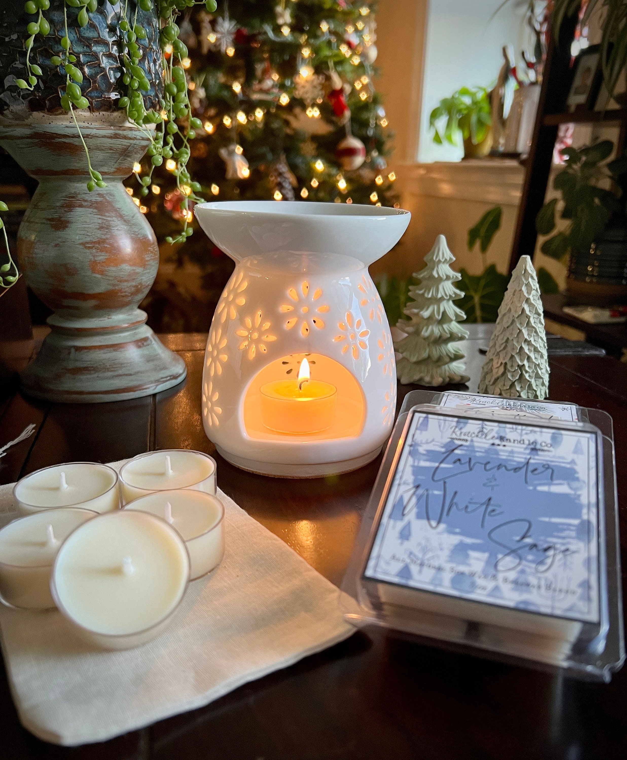 Handmade Ceramic Wax Melter Kit, Aromatherpy Christmas Gift Oil