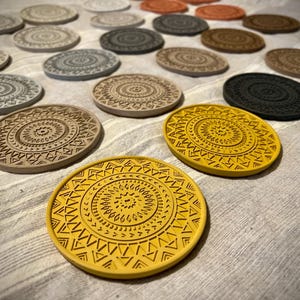 Concrete Coaster Sale – Retiring Geometric Boho Design | Choose Your Set | Colorful Home Decor | Cork Back | Ready to Ship | Clearance