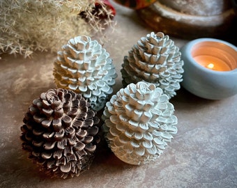 Set of Two Small Concrete Pine Cones | Cement Pinecones | Concrete Christmas Decor | Pine Cone Decor | White Pine Cones | Holiday Decor