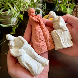 Small Concrete Family Sculpture | Family Figurines | Mother Child Sculpture | Expecting Parent Gift | Mother Daughter Statue | Mother’s Day