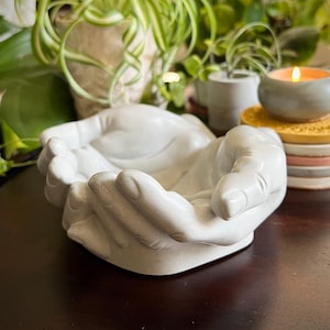 Concrete Hands | Cupped Hands Bowl | Concrete Catch All | Hand Sculpture | Hands Planters | Hand Tray | Trinket Holder | Jewelry Dish Tray