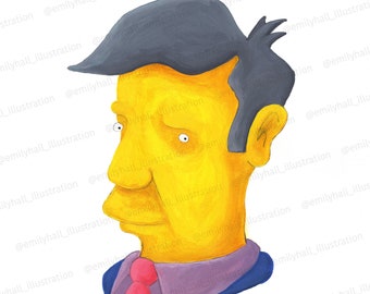 ORIGINAL Simpsons Portrait Painting: Principal Skinner
