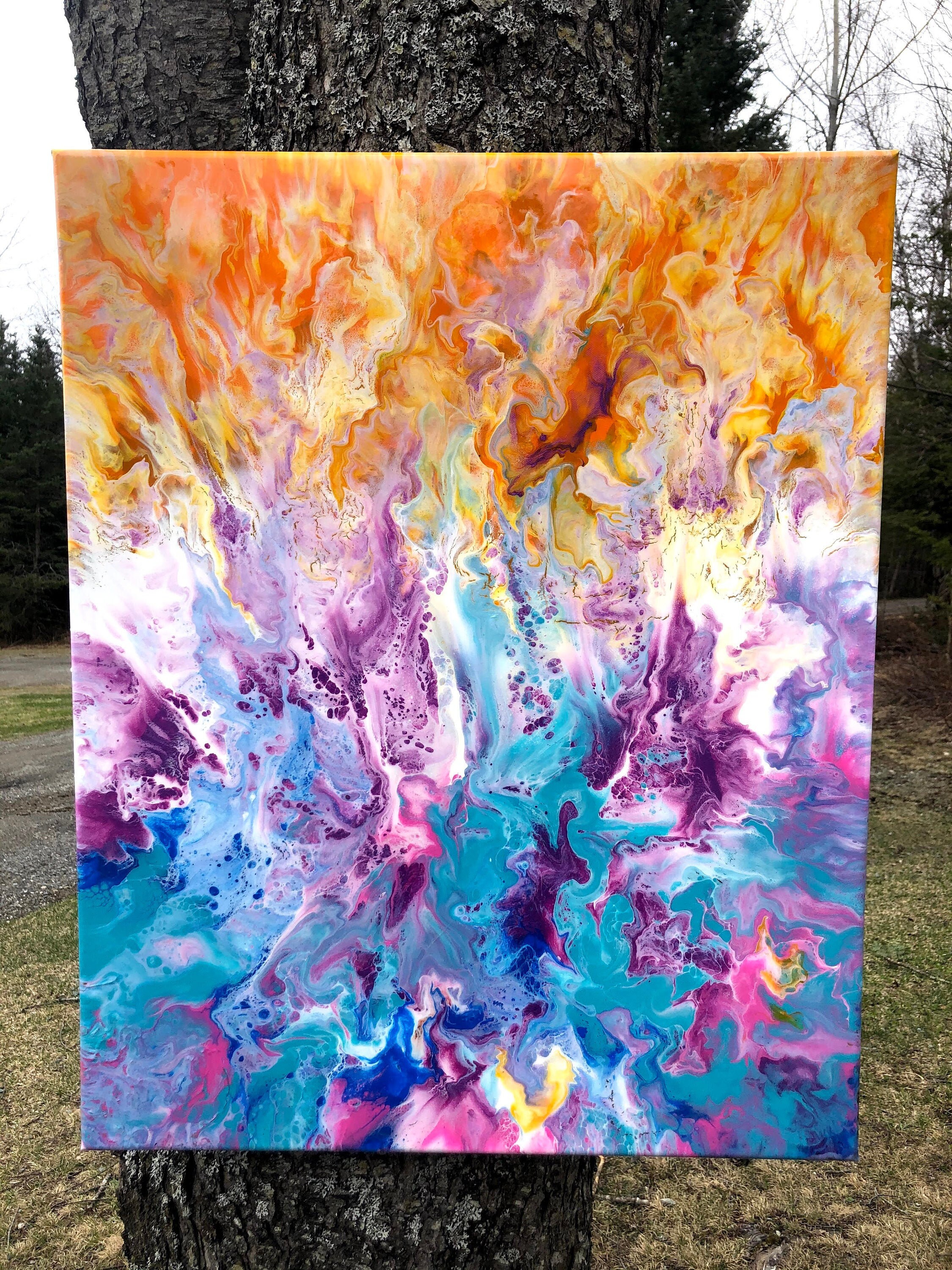 Colorful Abstract Acrylic Pour/Fluid Art Painting on Canvas | Etsy