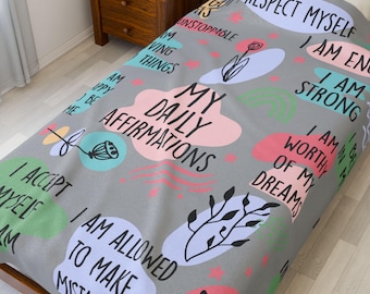 Inspirational Affirmation Blanket: Cozy Velveteen Plush Throw