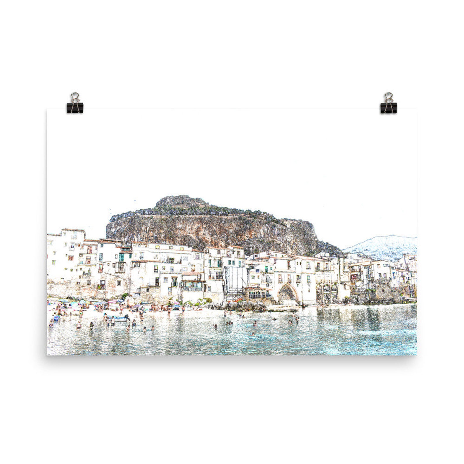 Cefalù Sicily Wall Art, Cefalù Italy Poster, Sicilian Mountains Beach