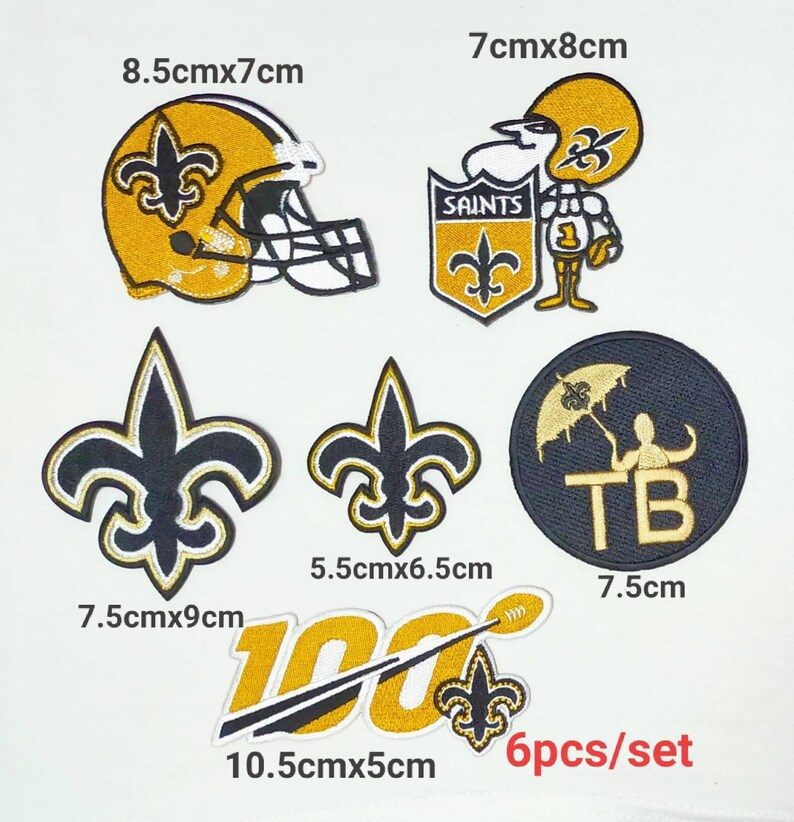 New Orleans saints 6Pcs per pack Logo Patches on~Iron on ~ Sewing on Fabrics
