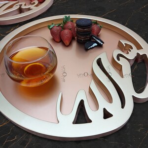 Bismillah Islamic Wood Serving Ramadan Tray Platter | Muslim Decoration | Home Decor image 5