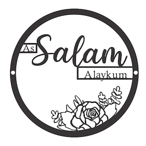 Welcome Door Sign | As Salamu Alaykum Round Islamic Wall Art | Front Door Decor | Stainless Steel Outdoor Sign | Housewarming Gift