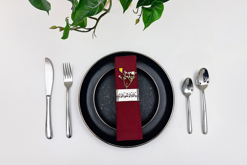 Bismillah Napkin Rings Set | Gold/Silver Islamic Table Decor image 6