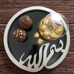 Bismillah Islamic Wood Serving Ramadan Tray Platter | Muslim Decoration | Home Decor image 9