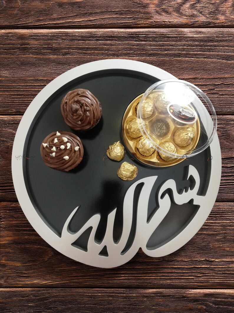 Bismillah Islamic Wood Serving Ramadan Tray Platter | Muslim Decoration | Home Decor image 9