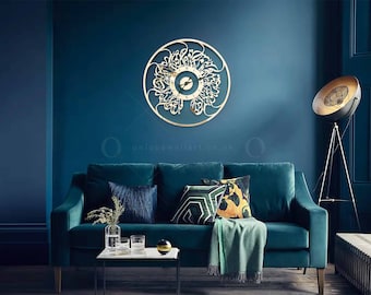 Surah Al Ikhlas Islamic Wall Clock | 3D Stainless Steel Islamic Wall Art | Arabic Calligraphy Home Decor | Eid Gift