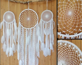Boho White Dream Catchers Set | Wedding Dream Catchers Set Boho Style