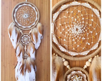 Ojibwe design dreamcatcher with natural bird feathers, Indigenous authentic dream cather, bedroom traumfanger decor, Mother's Day gift