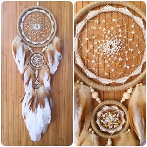 Ojibwe design dreamcatcher with natural bird feathers, Indigenous authentic dream cather, bedroom traumfanger decor, Mother&#39;s Day gift