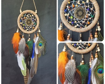 SIMONLIN Simon Dream Catcher Handmade Traditional Peacock Feather Dream Catchers for Kids Pendant Wall Hanging Home Decoration Gift SIMONLIN Simon Dream Catcher Handmade Traditional Peacock Feather Dream Catchers for Kids Pendant Wall Hanging Home Decoration Gift