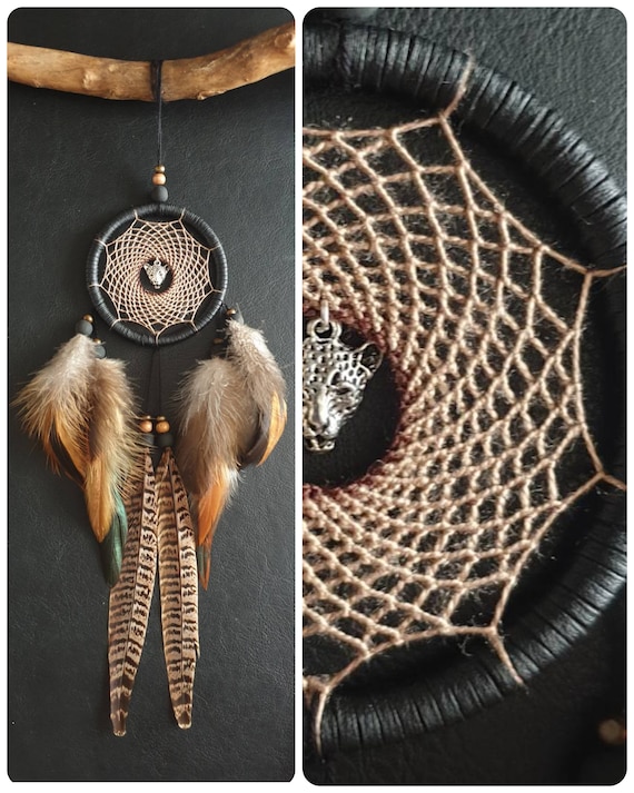 Ojibwe Dreamcatcher With Natural Bird Feathers, Mini Handmade